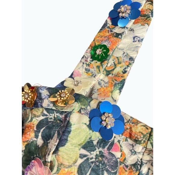 Nichole Lynel Sequin Floral Shorts Midrif Top Outfit Small - Picture 6 of 8